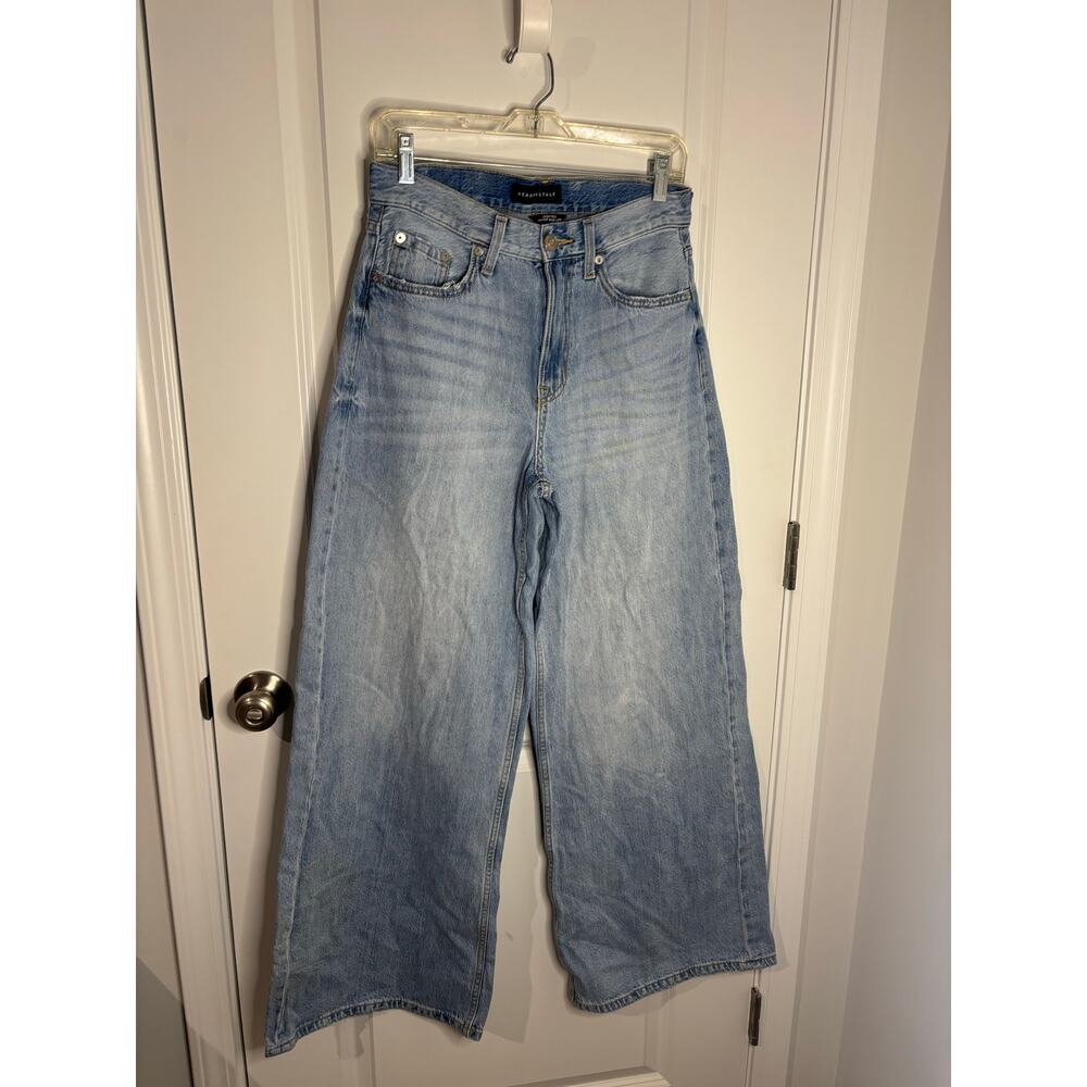 Aéropostale High Rise Super Wide Leg Jeans Women’s Size 6 Light Wash Denim - Picture 2 of 6